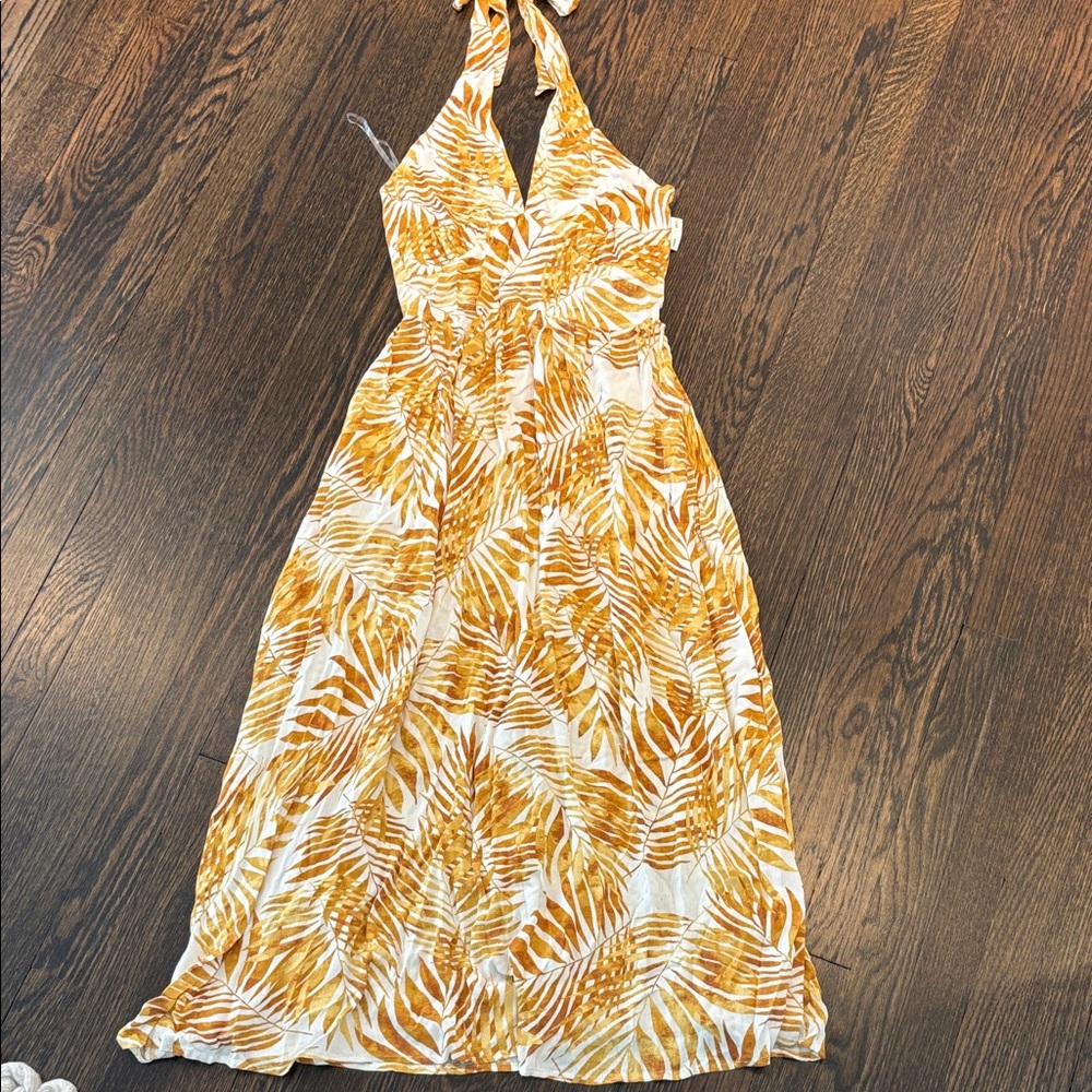 Lush Yellow and White Halter Dress. NWT.